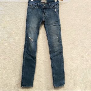Abercrombie kids slightly distressed straight-leg light blue jeans